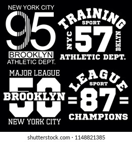 Sport alhletic stock,set typography vector illustration for t shirt