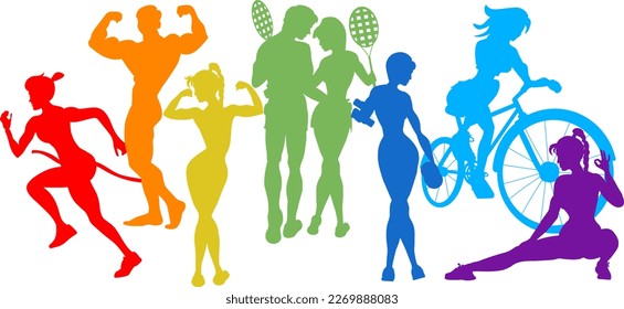 Sport. all the colors of the rainbow. Red, orange, yellow, green, blue, indigo, violet.