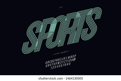 Sport Alphabet Slanted Line Style Modern Typography. Trendy Typeface For T Shirt, Racing, Game, Promotion, Poster, Decoration, Sale Banner, Printing On Fabric. Cool Font. Vector 10 Eps