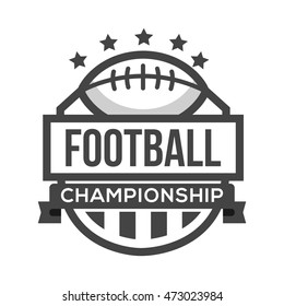 Sport American Football Logo. Black and White. Vintage Style.