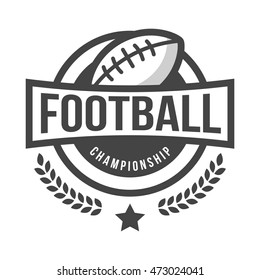 Sport American Football Logo. Black and White. Vintage Style.