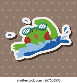 sport animal frog cartoon elements vector