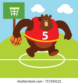 Sport animal series. Big bear doing basketball