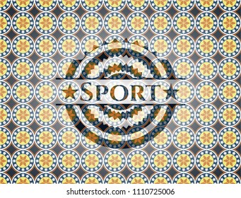  Sport arabesque emblem background. arabic decoration.