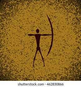 sport Archery icon button logo symbol concept high quality on brown background Rock background