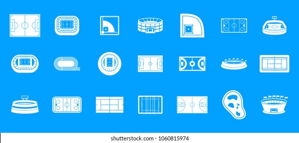 Sport arena icon set. Simple set of sport arena vector icons for web design isolated on blue background