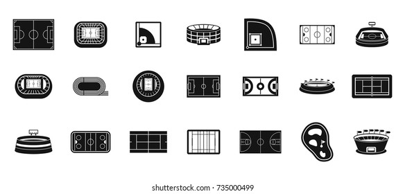 Sport arena icon set. Simple set of sport arena vector icons for web design isolated on white background