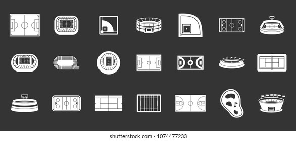 Sport arena icon set vector white isolated on grey background 