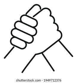 Icono de lucha de brazos deportivos. Esquema Icono del vector de lucha del brazo deportivo para el diseño web aislado en fondo blanco