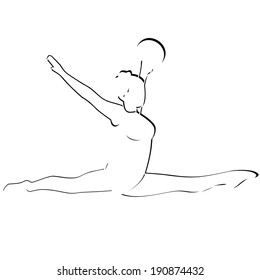 Sport athlete performs an exercise in rhythmic gymnastics. Abstract image of the sportsman. Illustration on white background.