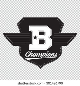 Sport athletic champions college varsity baseball football logo emblem.