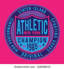 Sport athletic college typography, t-shirt graphics, vector