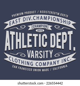 Sport athletic typography college , t-shirt graphics, vectors