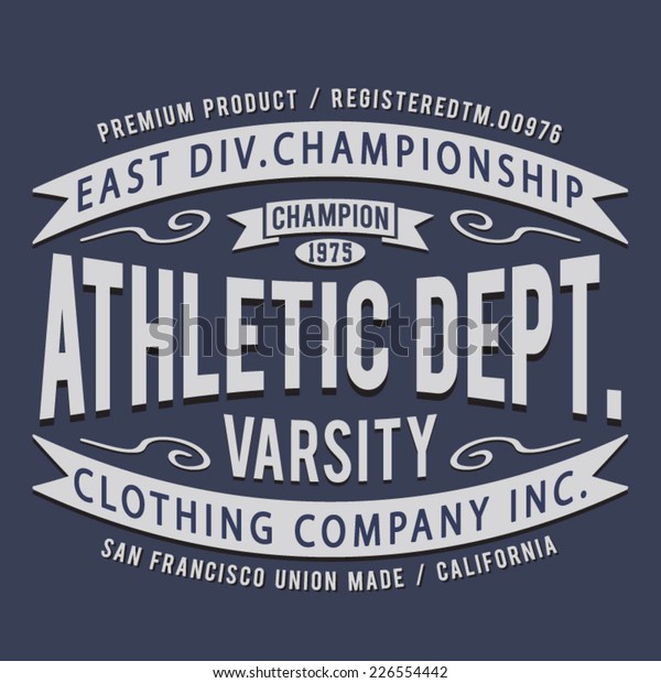 Sport Athletic Typography College Tshirt Graphics Stock Vector (Royalty ...