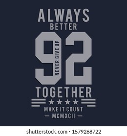 Sport athletic typography, tee shirt graphics, vectors