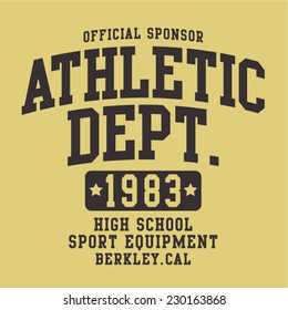 Sport athletic typography, t-shirt graphics, vectors