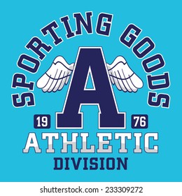 Sport athletic typography, t-shirt graphics, vectors