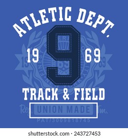 Sport athletic typography, t-shirt graphics, vectors