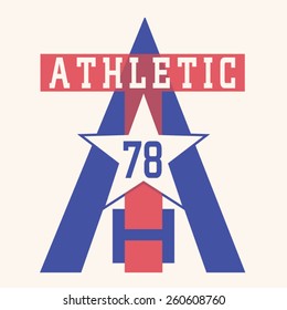 Sport athletic typography, t-shirt graphics, vectors