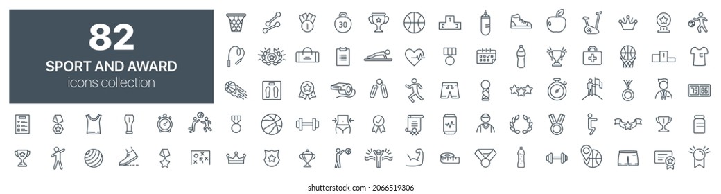 Sport and award line icons collection. Vector illustration eps10