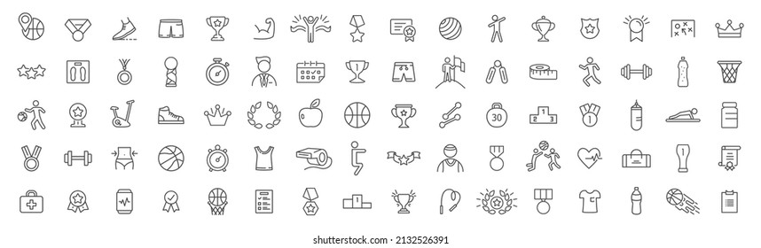 Sport and award line icons collection. Big UI icon set. Thin outline icons pack. Vector illustration eps10