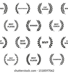 Sport Awards and best nominee award wreaths on white background. Seamless pattern.