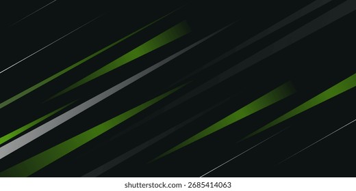 Líneas de velocidad diagonales Abstractas en verde, blanco y negro, Vector