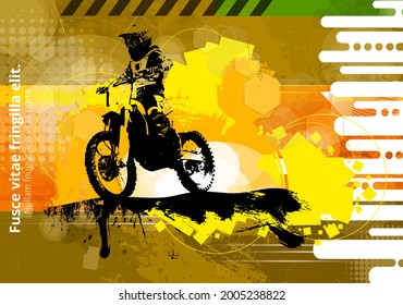 Sport background with active man riding motobike ready for internet banners, social media banners, headers of websites, vector illustration 