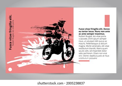 Sport background with active man riding motobike ready for internet banners, social media banners, headers of websites, vector illustration 