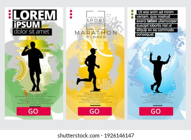 Sport background with active people ready for internet banners, social media banners, headers of websites, vector illustration 