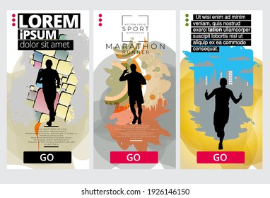 Sport background with active people ready for internet banners, social media banners, headers of websites, vector illustration 