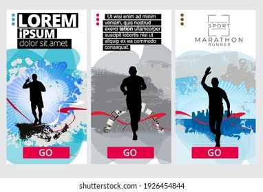 Sport background with active people ready for internet banners, social media banners, headers of websites, vector illustration 