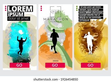 Sport background with active people ready for internet banners, social media banners, headers of websites, vector illustration 