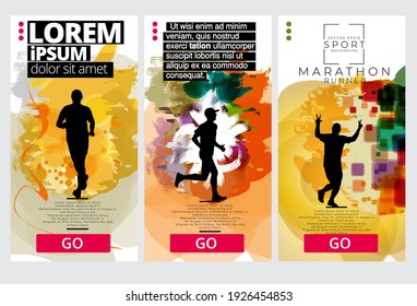 Sport background with active people ready for internet banners, social media banners, headers of websites, vector illustration 