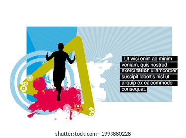 Sport background with active people ready for internet banners, social media banners, headers of websites, vector illustration 