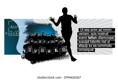 Sport background with active people ready for internet banners, social media banners, headers of websites, vector illustration 
