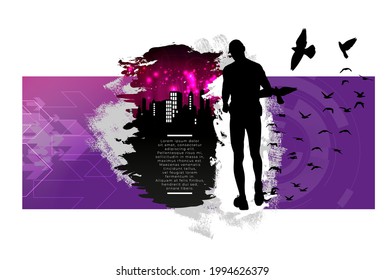 Sport background with active people ready for internet banners, social media banners, headers of websites, vector illustration 