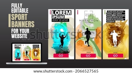 Sport background with active people ready for internet banners, social media banners, headers of websites, vector illustration 