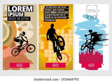Sport background with active young man for internet banners, social media banners, headers of websites, vector illustration 