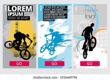 Sport background with active young man for internet banners, social media banners, headers of websites, vector illustration 