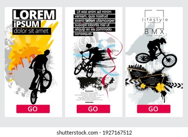 Sport background with active young man for internet banners, social media banners, headers of websites, vector illustration 