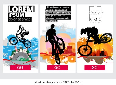 Sport background with active young man for internet banners, social media banners, headers of websites, vector illustration 
