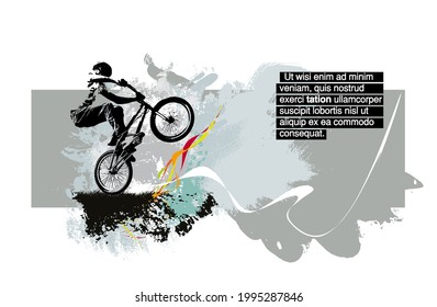 Antecedentes deportivos con un joven activo para banners de internet, banners de medios sociales, encabezados de sitios web, ilustración vectorial 
