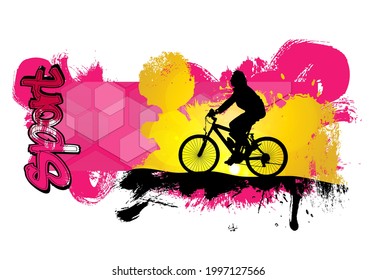 Sport background with active young man for internet banners, social media banners, headers of websites, vector illustration 