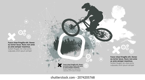Antecedentes deportivos con un joven activo para banners de internet, banners de medios sociales, encabezados de sitios web, ilustración vectorial 