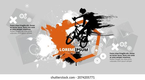 Sporthintergrund mit aktivem jungen Mann für Internetbanner, Social-Media-Banner, Kopfzeilen von Websites, Vektorgrafik 