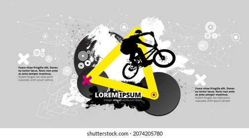 Sport background with active young man for internet banners, social media banners, headers of websites, vector illustration 