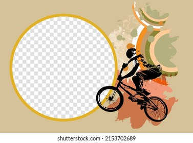 Sport background with active young man for internet banners, social media banners, headers of websites, vector illustration