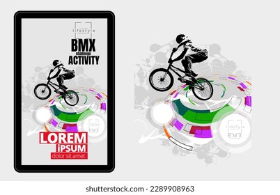 Sport background with active young person for internet banners, social media banners, headers of websites, vector illustration 