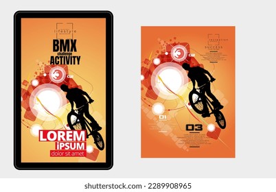 Sport background with active young person for internet banners, social media banners, headers of websites, vector illustration 